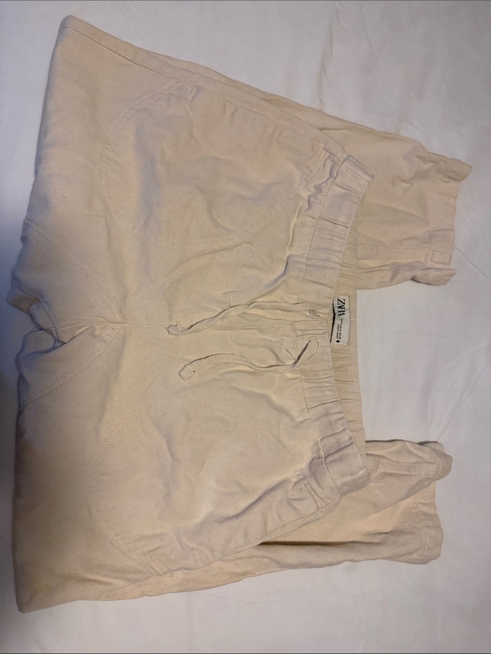 Zara Light Cream Drawstring Joggers - Picture 1 of 1